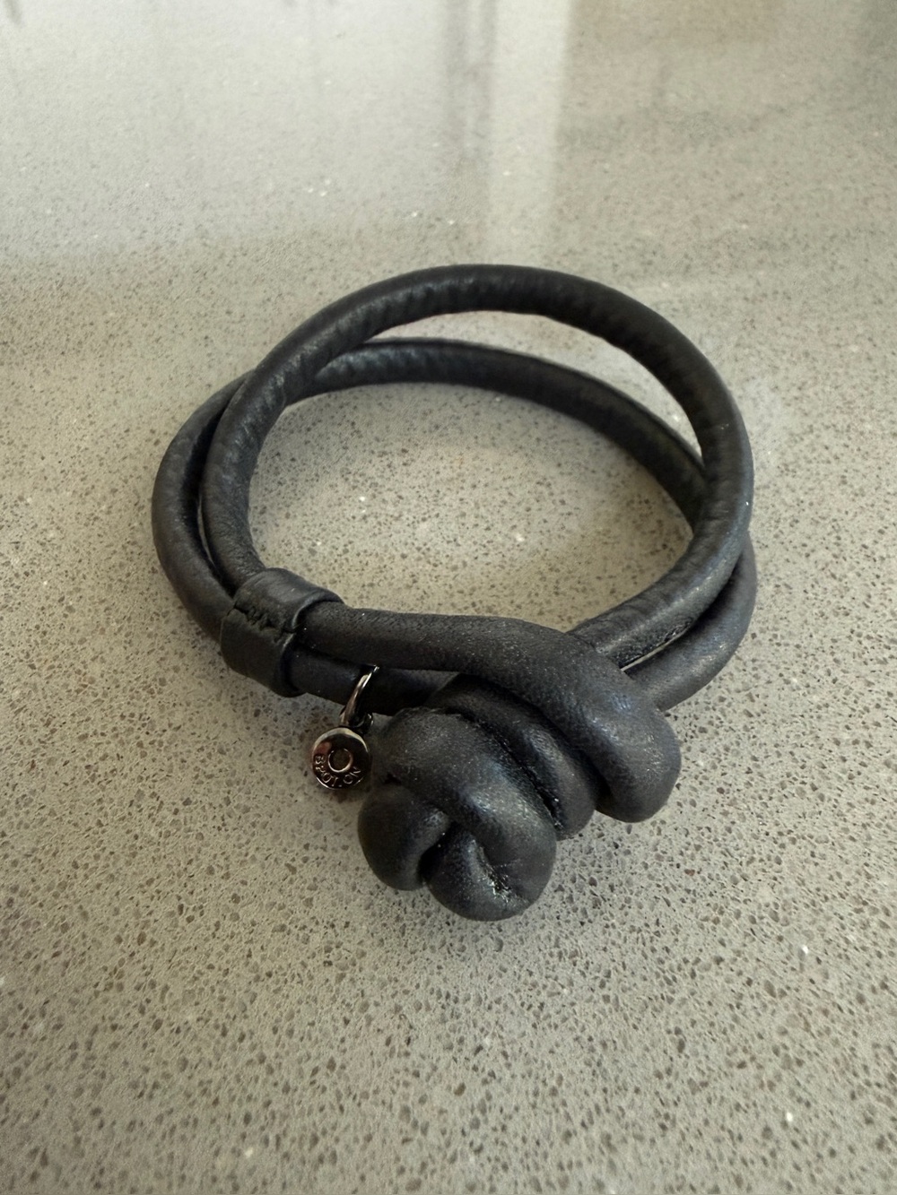 Ole Lynggaard Copenhagen Spot On Black Leather Bracelet Knot Closure Denmark